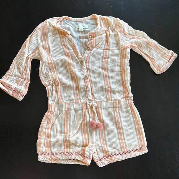 Striped Button-Up Top in Orange and White - Picture 1 of 3